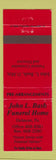 Matchbook Cover - John L Bash Funeral Home Delmont PA
