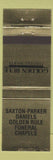 Matchbook Cover - Saxton Parker Daniels Funeral Home Lakewood OH