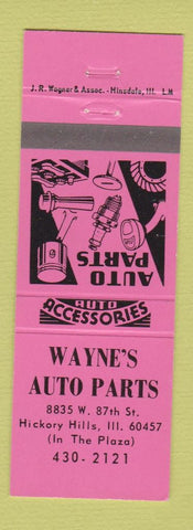 Matchbook Cover - Wayne's Auto Parts Hickory Hills IL
