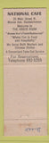 Matchbook Cover - National Cafe Moose Jaw SK