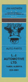 Matchbook Cover - LJ Automotive Jim Hadwen Taber AB