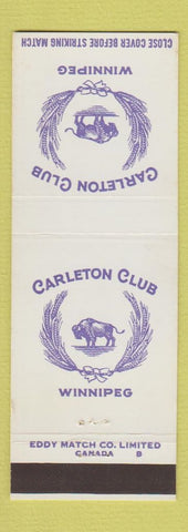 Matchbook Cover - Carleton Club Winnipeg MB Buffalo