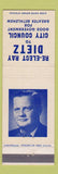 Matchbook Cover - Ray Dietz City Council Election Bethlehem PA