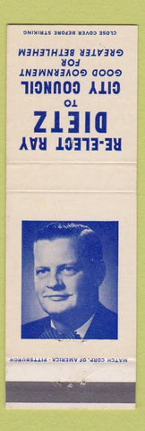 Matchbook Cover - Ray Dietz City Council Election Bethlehem PA