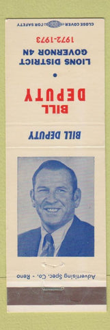 Matchbook Cover - Bill Deputy Lions Club District Governor 1972