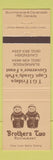 Matchbook Cover - Brothers Two Restaurant Summerside Cavendish PEI PE