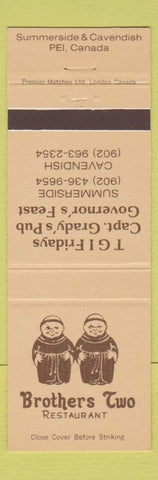 Matchbook Cover - Brothers Two Restaurant Summerside Cavendish PEI PE