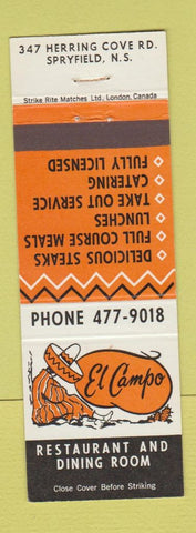 Matchbook Cover - El Campo Restaurant Spryfield NS