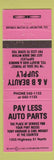 Matchbook Cover - Pay Less Auto Parts