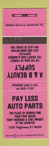 Matchbook Cover - Pay Less Auto Parts