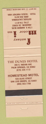 Matchbook Cover - Fantasy Motor Inn Anaheim CA San Luis Obispo Palm Springs