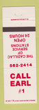 Matchbook Cover - Call Earl oil gas