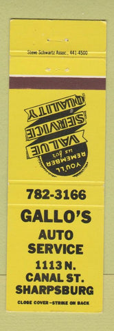 Matchbook Cover - Gallo's Auto Service Sharpsburg PA