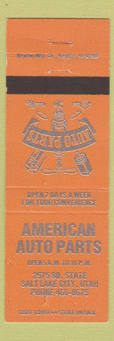 Matchbook Cover - American Auto Parts Salt Lake City UT ORANGE