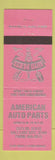 Matchbook Cover - American Auto Parts Salt Lake City UT PINK #2