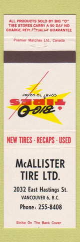 Matchbook Cover - Big O Tires McAllister Vancouver BC