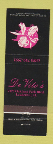 Matchbook Cover - De Vito's Lauderhill FL orchid