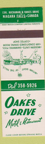 Matchbook Cover - Oakes Drive Motel Restaurant Niagara Falls ON