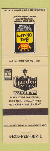 Matchbook Cover - Best Western Garden Villa Roseburg OR