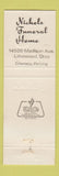 Matchbook Cover - Nichel's Funeral Home Lakewood OH WEAR
