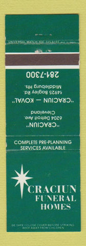 Matchbook Cover - Craciun Funeral Home Middleburg Heights Cleveland OH
