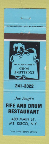 Matchbook Cover - Joe Angi's Fife and Rum Restaurant Mount Kisco NY BLUE