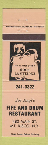 Matchbook Cover - Joe Angi's Fife and Rum Restaurant Mount Kisco NY PEACH