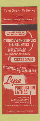 Matchbook Cover - Lipe Production Lathes Syracuse NY