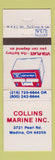 Matchbook Cover - Collins Marine Medina OH Boats Vita Plate Battery