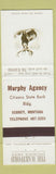 Matchbook Cover - Hartford Insurance Murphy Agency Scobey MT