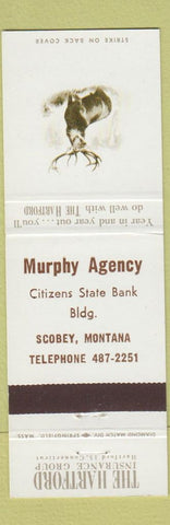 Matchbook Cover - Hartford Insurance Murphy Agency Scobey MT