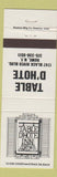 Matchbook Cover - Table D'Hote Rome NY