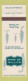 Matchbook Cover - Bank of Willits Laytonville CA