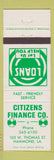 Matchbook Cover - Citizens Finance Hammond LA