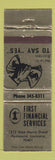 Matchbook Cover - First Financial Services Hammond LA WEAR