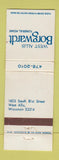 Matchbook Cover - West Allis WI Borgwardt Funeral Home WORN