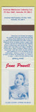 Matchbook Cover - Match Collection Club Jane Powell Actress Asheville NC