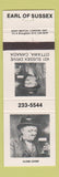 Matchbook Cover - Earl of Sussex Ottawa ON