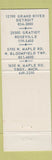 Matchbook Cover Belle Tires Firestone Pirelli Michelin Kelly Goodrich Detroit MI