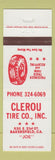 Matchbook Cover - Clerou Tires Bakersfield CA