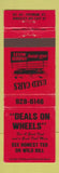 Matchbook Cover - Deals on Wheels Used Cars Putnam CT