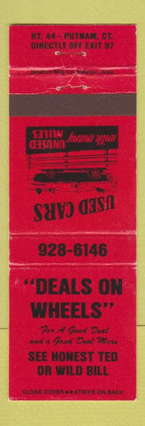 Matchbook Cover - Deals on Wheels Used Cars Putnam CT