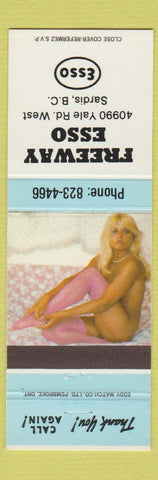 Matchbook Cover - Freeway Esso oil gas Sardis BC pinup