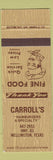 Matchbook Cover - Carroll's Restaurant Wellington TX WEAR