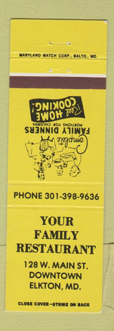Matchbook Cover - Your Family Restaurant Elkton MD