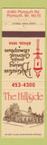 Matchbook Cover - The Hillside Restaurant Plymouth MI