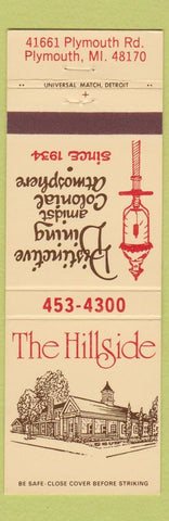 Matchbook Cover - The Hillside Restaurant Plymouth MI