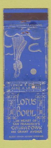 Matchbook Cover - Lotus Bowl Chinese San Francisco CA girlie WORN