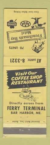 Matchbook Cover - Frenchman's Bay Motel Bar Harbor ME