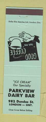 Matchbook Cover - Parkview Dary Bar London ON